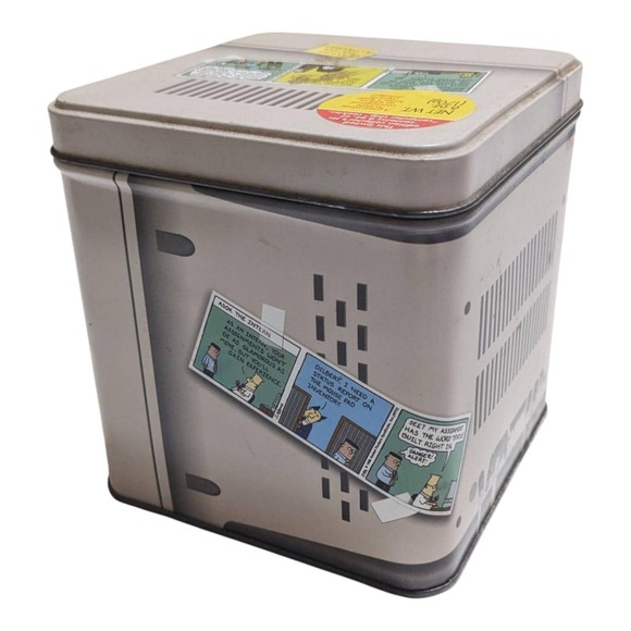 Vintage Dilbert Computer Monitor Tin 1998 Collectible Office Humor Storage‎ Box - Picture 2 of 6